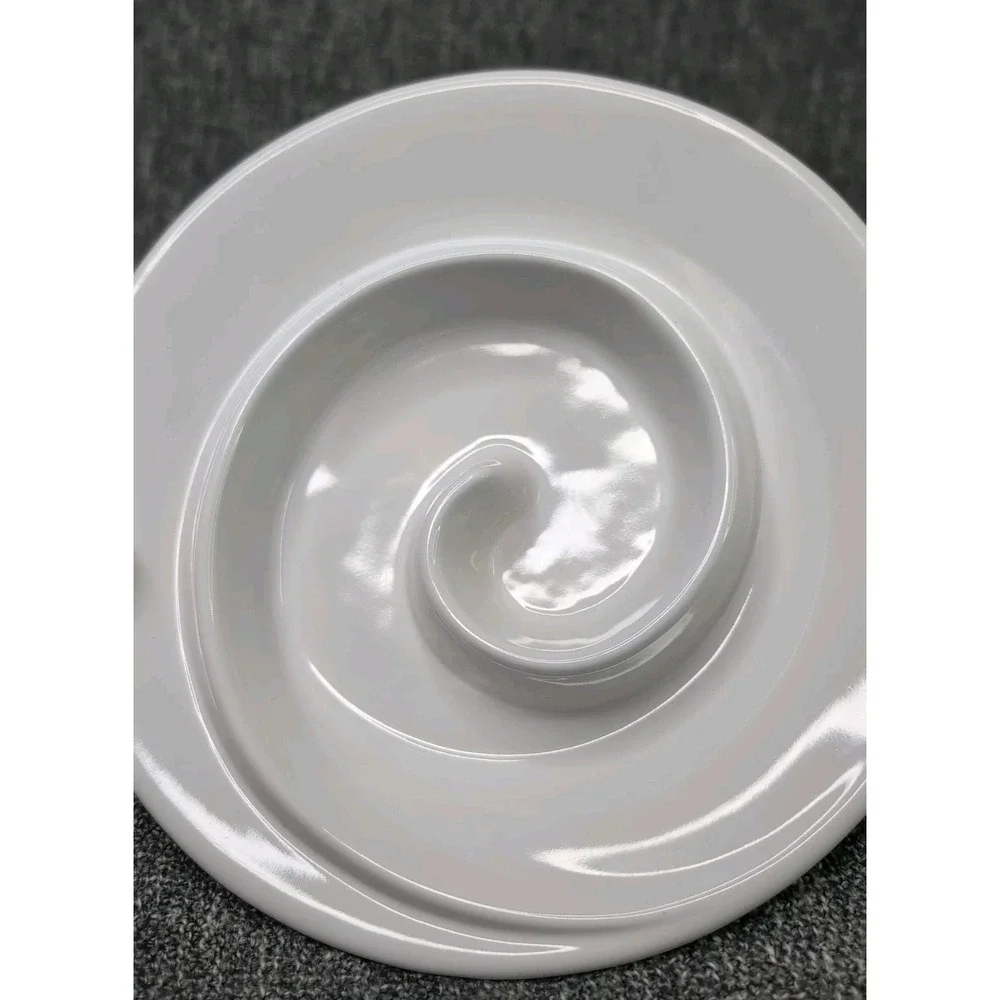 White Porcelain Swirl Serving Bowl 9